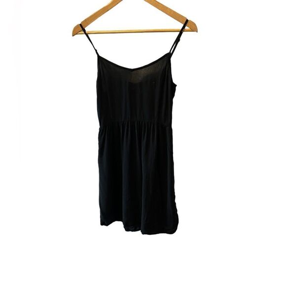 H&M DIVIDED Black Adjustable Spaghetti Strap Lightweight Empire Waist Mini Dress - Picture 1 of 12